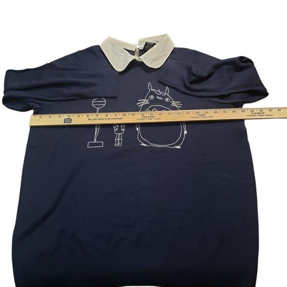 Studio by Torrid Totoro Sweater 1X Blue Animecore Fall Knit Peter Pan Collar - Picture 6 of 10